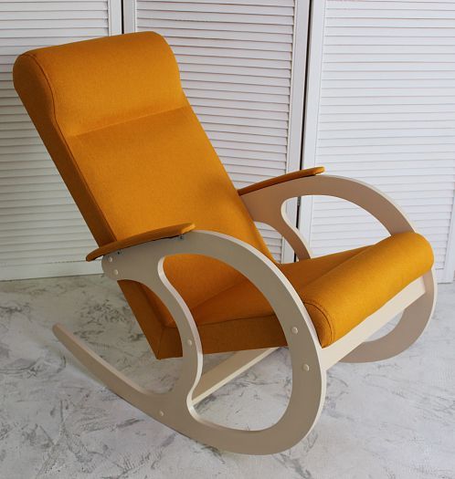 Кресло-качалка с подлокотниками "Техномебель" Кожзам, Цвет: Дуб Млечный/Желтый