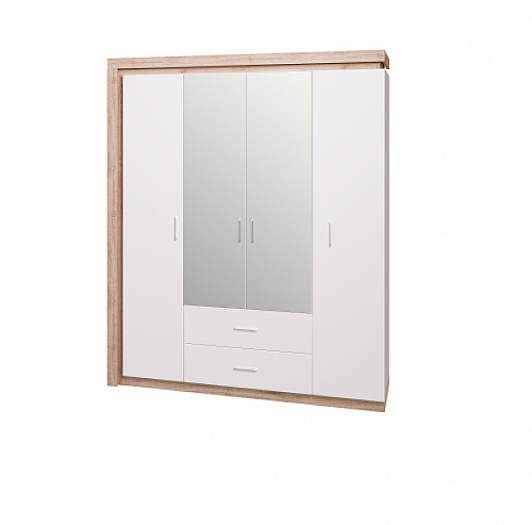 Шкаф 4-х дверный для одежды с ящиками с зеркалом "Люмен" №16 - Шкаф 4-х дверный для одежды с ящиками