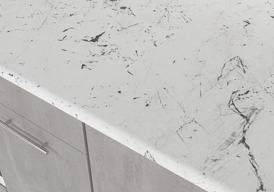 Кухонный гарнитур "Терция ультра" 2000 мм - Столешница, цвет: Белый/Белый Глянец/Бетон Светлый