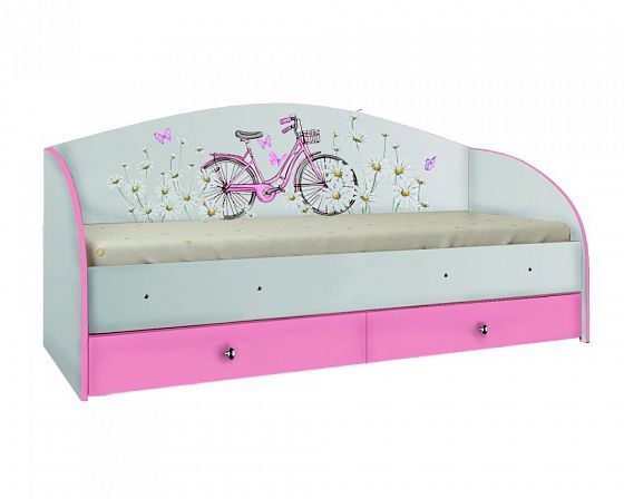 Кровать "Аннет" на ламелях - Кровать "Аннет" на щитах, Цвет: Белый/Розовый