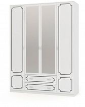Шкаф четырехдверный "Белый Жемчуг" (Лак) с зеркалами