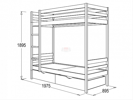 Кровать двухъярусная из массивной древесины "Классика" - Схема