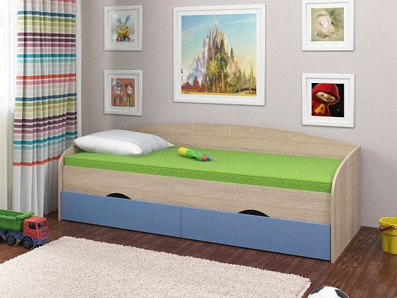 Детская кровать "Соня-2" Цвет: Дуб Сонома/Голубой