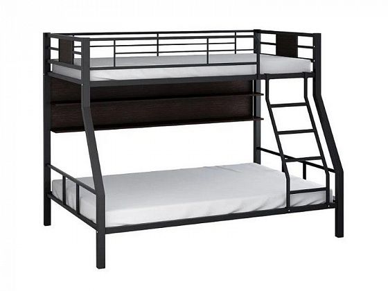 Кровать двухъярусная "Гранада-1П" с полкой - Цвет: Черный/Венге