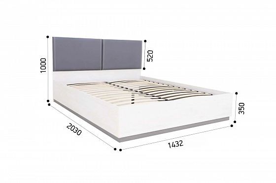 Кровать "Винтер" 1400 ПМ с ортопедическим основанием с подъемным механизмом модуль 14 - размеры