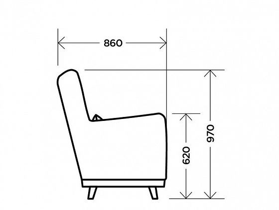 Кресло "Клементина" - Кресло "Клементина", Темпо 8 (микророгожка), схема сбоку