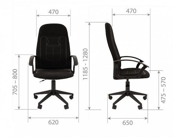 Кресло для офиса "Chairman Стандарт СТ-27" - размеры