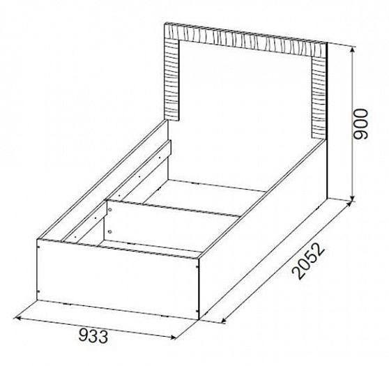 Кровать одинарная "Гамма 20" 900 мм (серия №4) + основание ЛДСП - - схема