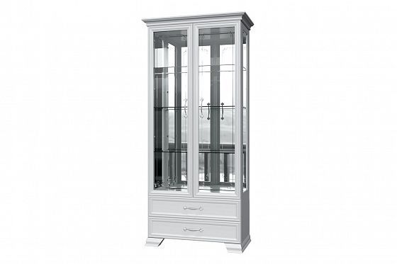 Шкаф-витрина ШР-2 "Грация" (2 двери, 4 стекла) - Белый глубокие поры/Белый лак
