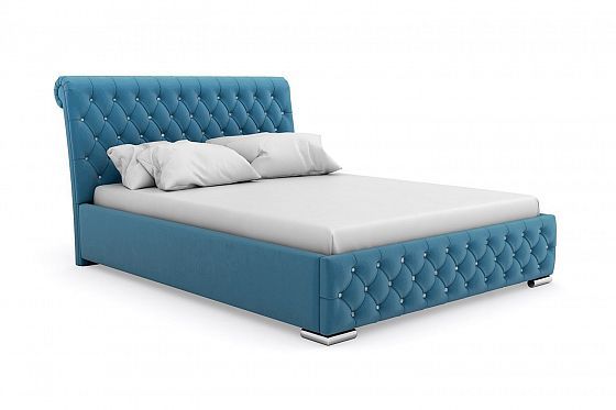 Кровать "Relax" 1600 с ламелями/стразы - Цвет: Синий 115
