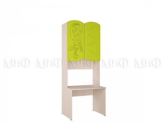 Стол с надстройкой "Юниор-3" (Мульт) - Цвет: Лайм металлик/Дуб беленый