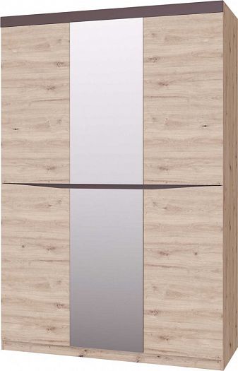 Шкаф трехдверный "Тиана" с зеркалом - Шкаф трехдверный "Тиана" с зеркалом, Цвет: Смоки Софт Тач/Дуб