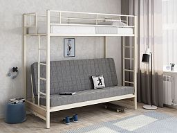 Кровать двухъярусная с диваном "Мадлен" (Серый велюр)