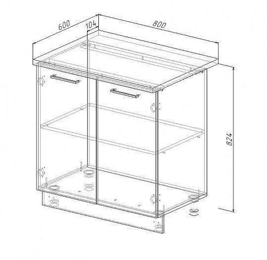 Модуль нижний "Дели" Арт. МН 80 (без столешницы) - схема