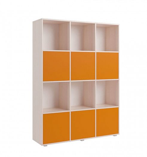 Набор мебели для детской "ДМ" Композиция 2 - Стеллаж ДМ12, цвет: Млечный Дуб/Оранж