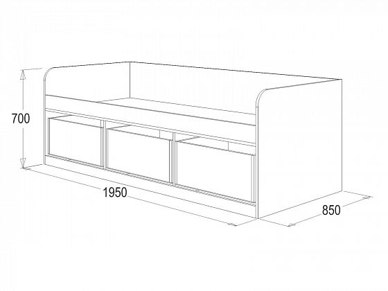Кровать-8 "Фант" с тремя ящиками детская (ЛДСП) - Схема