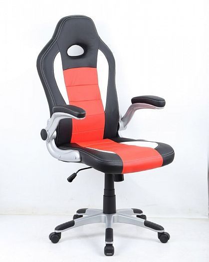Кресло игровое "WILIAMS" - Черный/Белый/Красный (Экокожа)