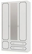 Шкаф трехдверный "Белый Жемчуг" (Лак) с зеркалом