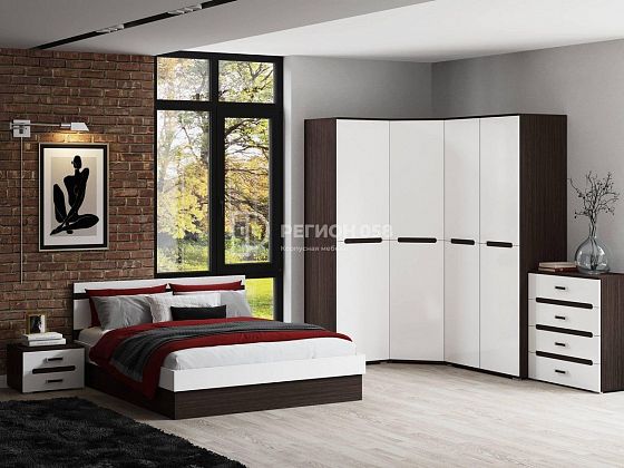 Модульная спальня "Карина-9" - Вариант 2, цвет: Венге/Белый Глянец