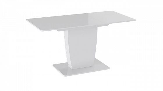 Стол раздвижной "Монтана" Тип 1 - в разложенном виде, цвет: Белый/Белый глянец