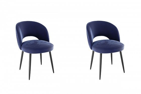 Набор стульев "Моли" (2 шт) - Набор стульев "Моли" (2 шт), Цвет: Синий (велюр)/Черный