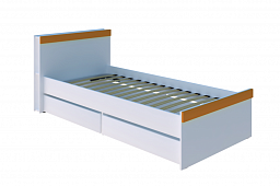 Кровать с двумя выдвижными ящиками "Юниор" ЮКР-3-9 Белая Аляска