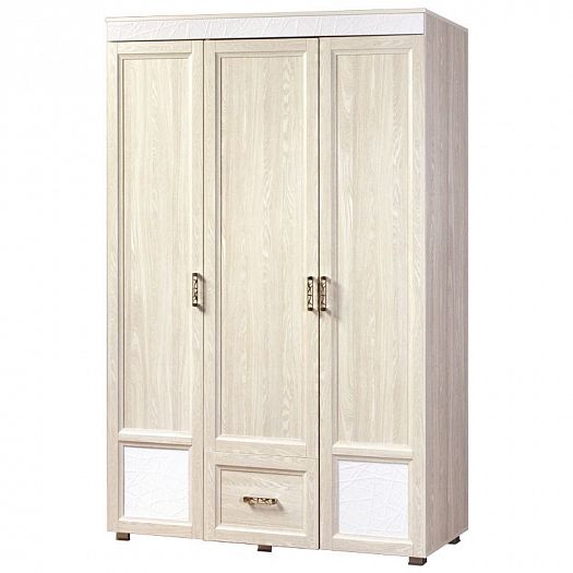 Шкаф 3-х дверный с глянцевыми вставками и одним ящиком "Йорк" 01.11-ШК - Шкаф 3-х дверный с глянцевы