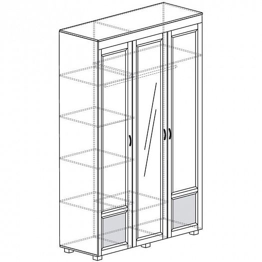 Шкаф 3-х дверный с зеркалом и двумя глянцевыми вставками "Йорк" 01.3-ШК - Шкаф 3-х дверный с зеркало