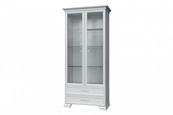 Шкаф-витрина ШР-2 "Грация" (2 двери, 2 стекла) - Белый глубокие поры/Белый лак