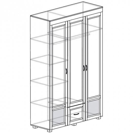 Шкаф 3-х дверный с глянцевыми вставками и одним ящиком "Йорк" 01.11-ШК - Шкаф 3-х дверный с глянцевы