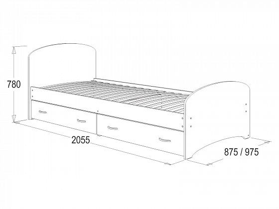 Кровать-6 "Фант" с двумя выкатными ящиками 800*2000 - Схема