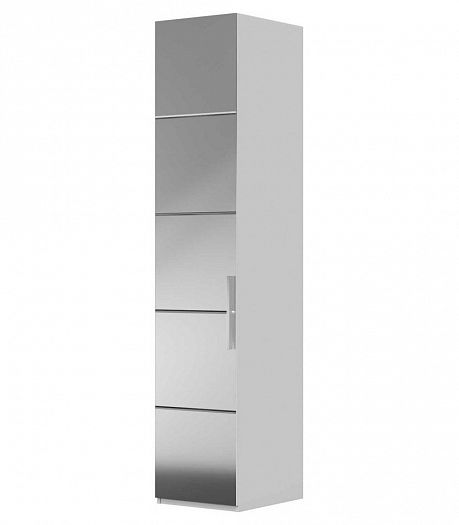 Шкаф для белья ШР-1 "Вива" с зеркалом левый - Белый/Белый глянец/Платина