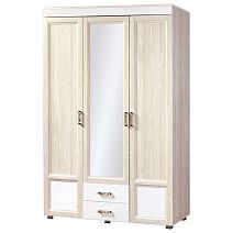 Шкаф 3-х дверный с зеркалом, глянцевыми вставками и двумя ящиками "Йорк" 01.12-ШК
