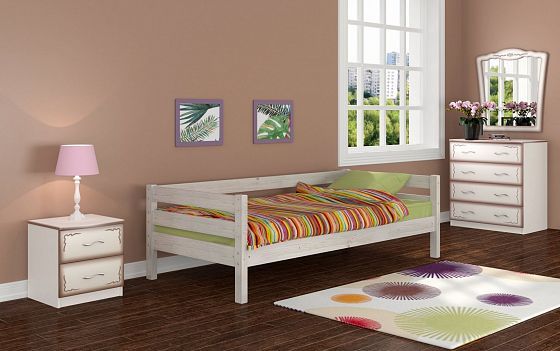 Кровать "Глория" с ламелями - Кровать "Глория" с ламелями, Цвет: Белый античный