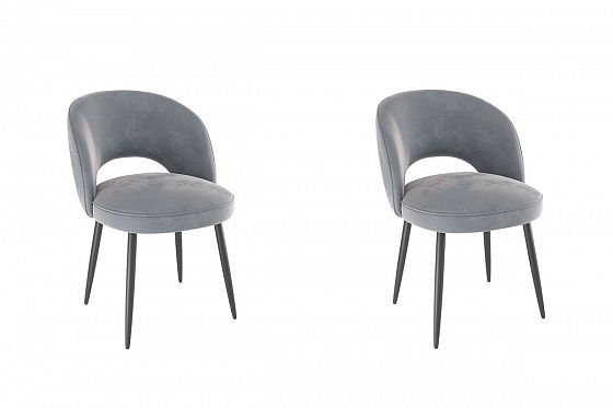 Набор стульев "Моли" (2 шт) - Набор стульев "Моли" (2 шт), Цвет: Серый (велюр)/Черный