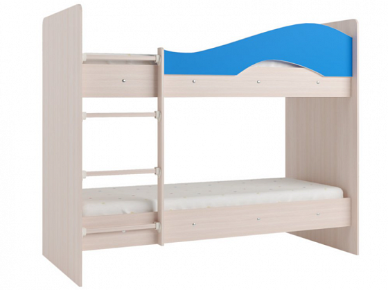 Двухъярусная кровать "Мая" Цвет: Млечный Дуб/Синий