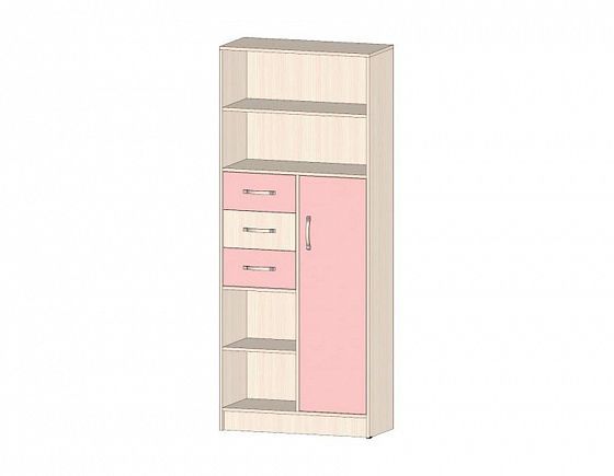 Шкаф-стеллаж "Буратино" - Цвет: Дуб Молочный/Розовый