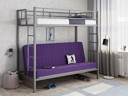 Кровать двухъярусная с диваном "Мадлен" (Фиолетовый велюр)