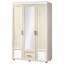 Шкаф 3-х дверный с зеркалом, глянцевыми вставками и одним ящиком "Йорк" 01.10-ШК
